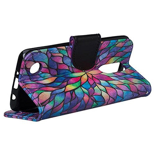LG K4 (2017) | Fortune | Phoenix 3 | LV1 | M150 leather wallet case - rainbow flower - www.coverlabusa.com