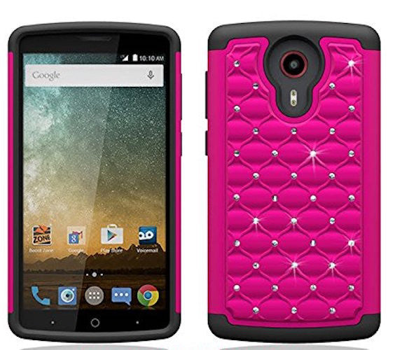 ZTE Ultra | Uhura | Quest case - rhinestone hybrid - hot pink - www.coverlabusa.com