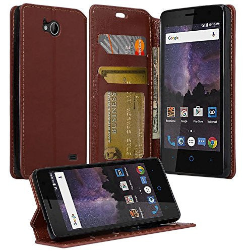zte tempo wallet case - brown - www.coverlabusa.com