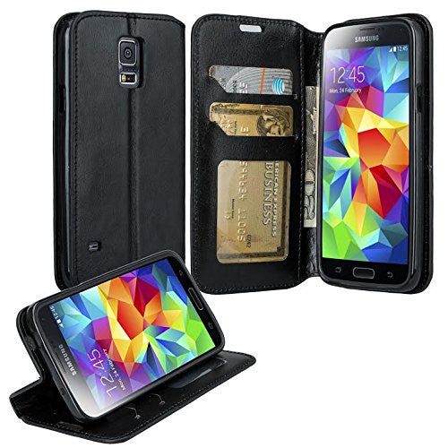 samsung galaxy S5 leather wallet case - black - www.coverlabusa.com