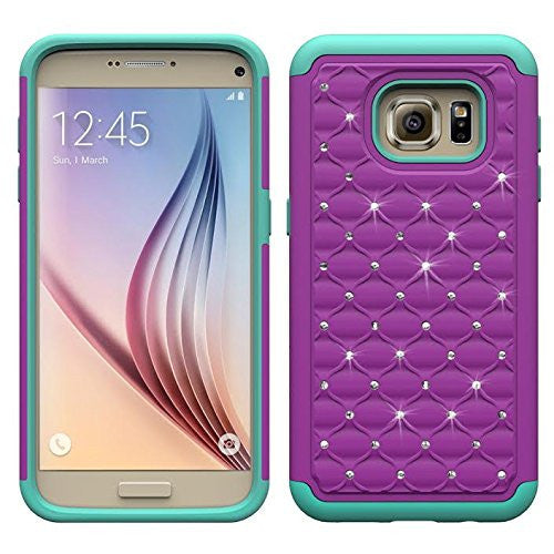 S6 Edge case, diamond rhinestone hybrid - purple/teal - www.coverlabusa.com