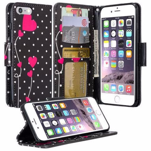 apple iphone 7 wallet case - polka dot hearts - www.coverlabusa.com