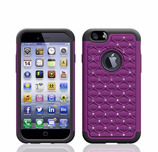 iphone 6s plus case, apple iphone 6 plus diamond rhinestone hybrid case - purple - www.coverlabusa.com