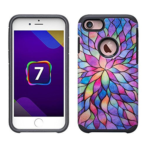 iphone 7 case, iphone 7 hybrid case - rainbow flower - www.coverlabusa.com