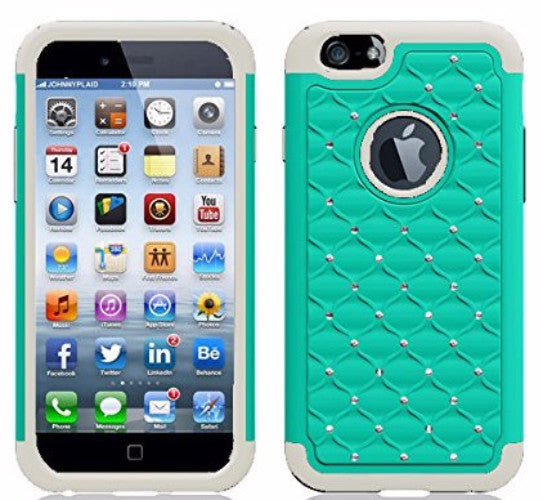 iphone 6s case, apple iphone 6 diamond rhinestone hybrid case - teal - www.coverlabusa.com