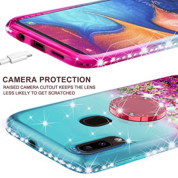 glitter phone case for samsung galaxy a20 - teal/pink gradient - www.coverlabusa.com