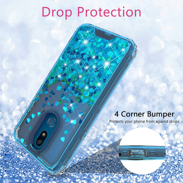 hard clear glitter phone case for lg aristo 4 plus - teal - www.coverlabusa.com