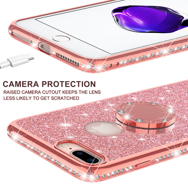 apple iphone 7 plus glitter bling fashion case - rose gold - www.coverlabusa.com