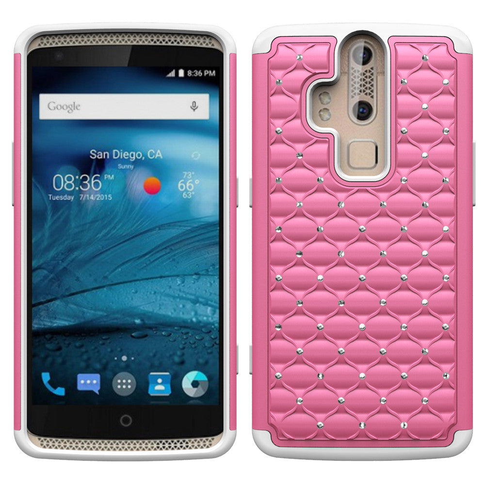 ZTE Axon Pro Rhinestone Case - Pink/White - www.coverlabusa.com