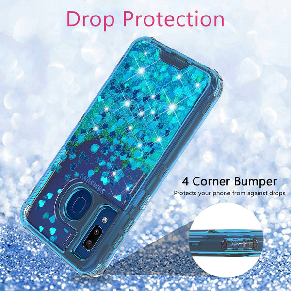 hard clear glitter phone case for samsung galaxy a20 - teal - www.coverlabusa.com