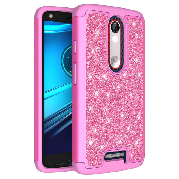 Motorola Droid Turbo 2 Glitter Hybrid Case - Hot Pink - www.coverlabusa.com