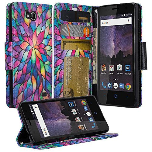zte tempo wallet case - rainbow flower - www.coverlabusa.com