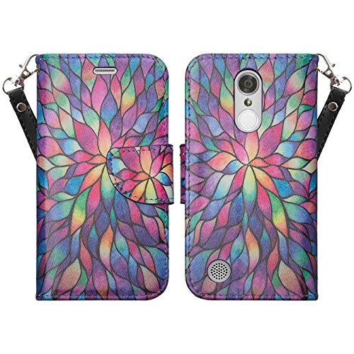 LG K4 (2017) | Fortune | Phoenix 3 | LV1 | M150 leather wallet case - rainbow flower - www.coverlabusa.com