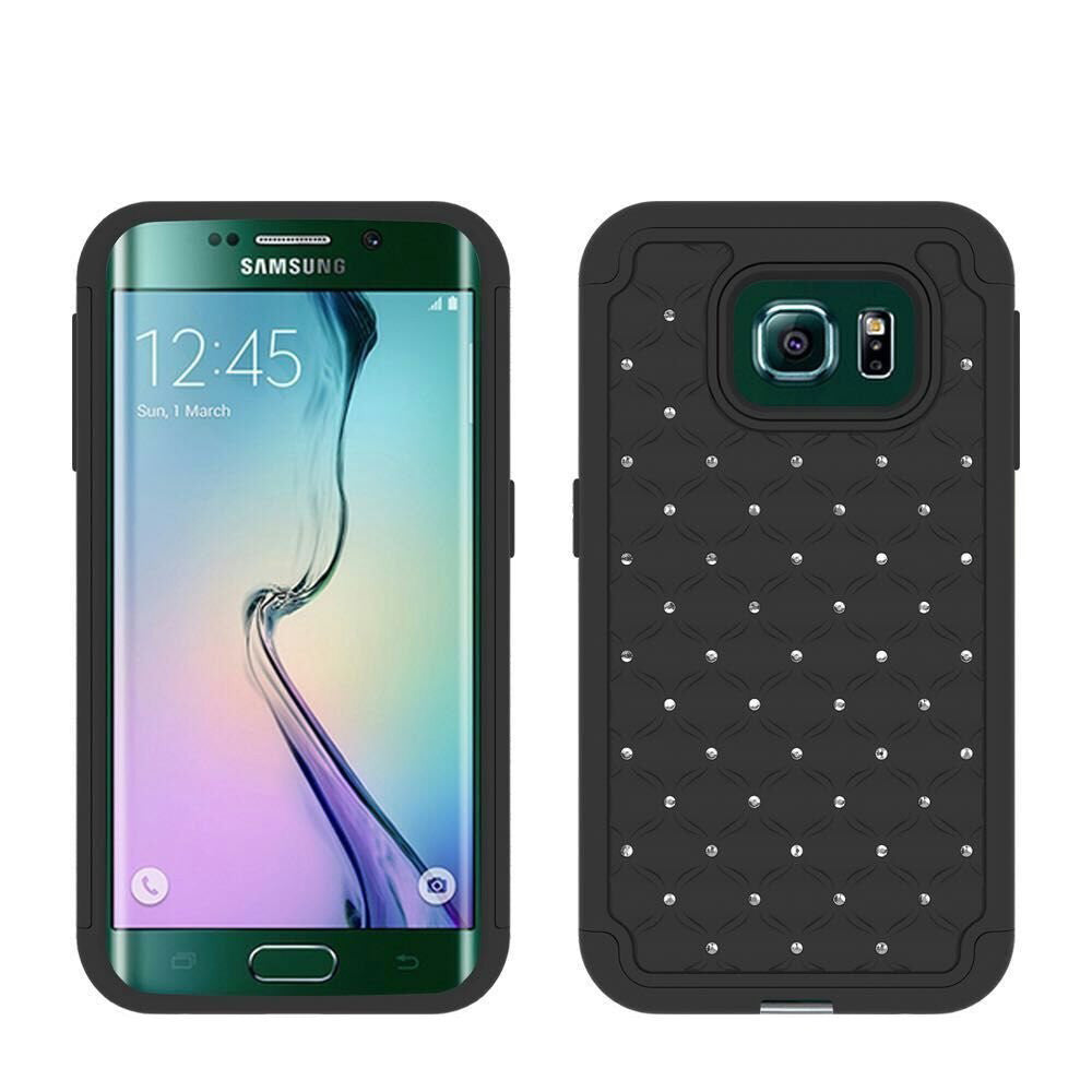S6 case, diamond rhinestone hybrid - black - www.coverlabusa.com