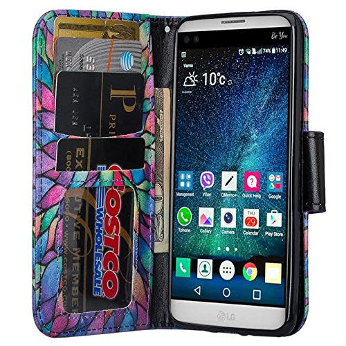 LG K4 (2017) | Fortune | Phoenix 3 | LV1 | M150 leather wallet case - rainbow flower - www.coverlabusa.com