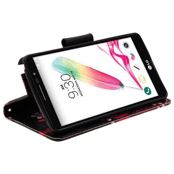 LG G Stylo Case, LG G Vista 2 Case Leather Wallet Case - Heart Butterflies - www.coverlabusa.com