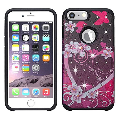 apple iphone 8 plus hybrid diamond - heart butterflies - www.coverlabusa.com