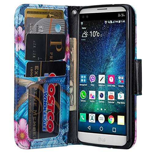 lg aristo leather wallet case - blue butterfly - www.coverlabusa.com