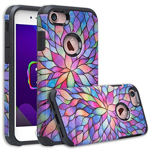 iphone 7 case, iphone 7 hybrid case - rainbow flower - www.coverlabusa.com