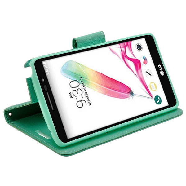 LG G Stylo Case, LG G Vista 2 Case Leather Wallet Case - Teal - www.coverlabusa.com