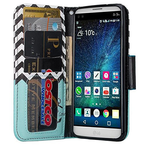 lg aristo leather wallet case - teal anchor - www.coverlabusa.com
