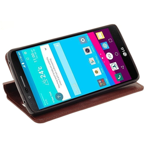 LG G Stylo Case, LG G Vista 2 Case Leather Wallet Case - Brown - www.coverlabusa.com
