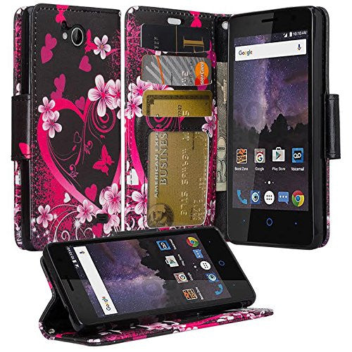 zte tempo heart butterflies wallet case - www.coverlabusa.com