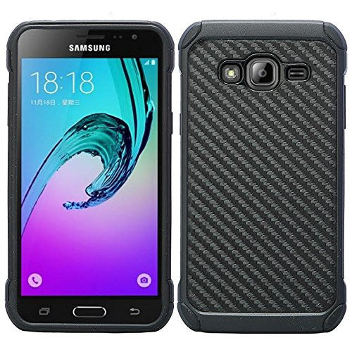 Galaxy J3/J3V | Express Prime | Sky | Amp Prime | Sol | Diamond Rhinestone Hybrid Case - carbon fiber - coverlabusa.com