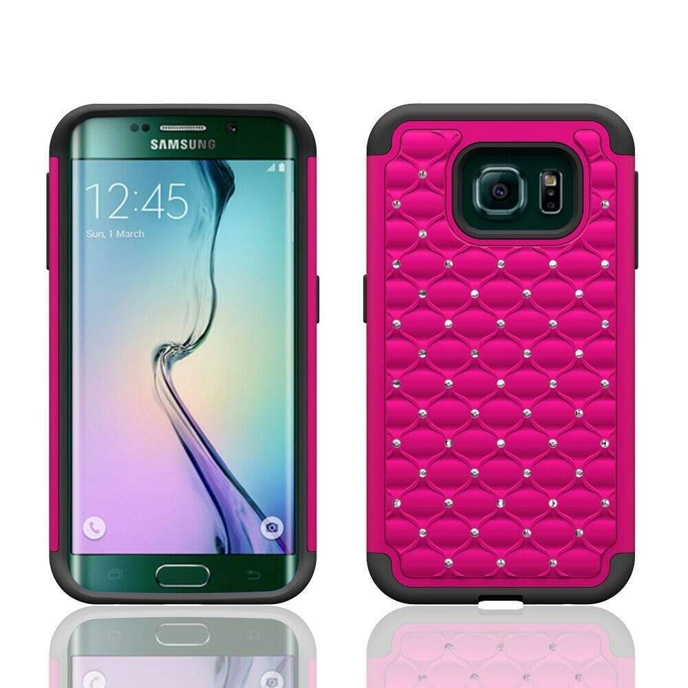 samsung galaxy s6 edge rhinestone case - hot pink/black - www.coverlabusa.com
