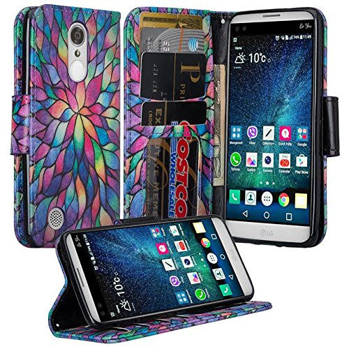 LG K4 (2017) | Fortune | Phoenix 3 | LV1 | M150 leather wallet case - rainbow flower - www.coverlabusa.com