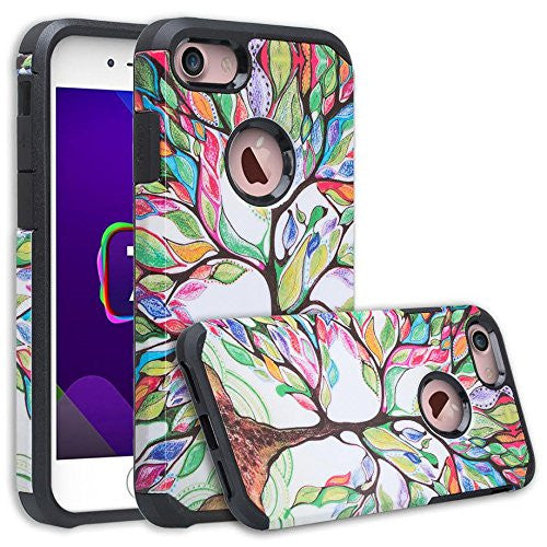Coverlab iPhone 7 Case, Apple iPhone 7 [Shock Absorption/Impact Resistant] Hybrid Dual Layer Armor Defender Protective Case Cover for iPhone 7, Rainbow Flower