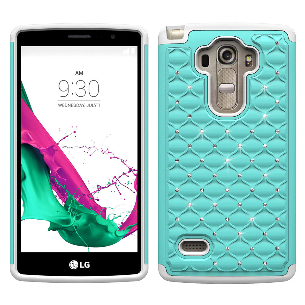 LG G4 Rhinestone Case - Teal/White - www.coverlabusa.com