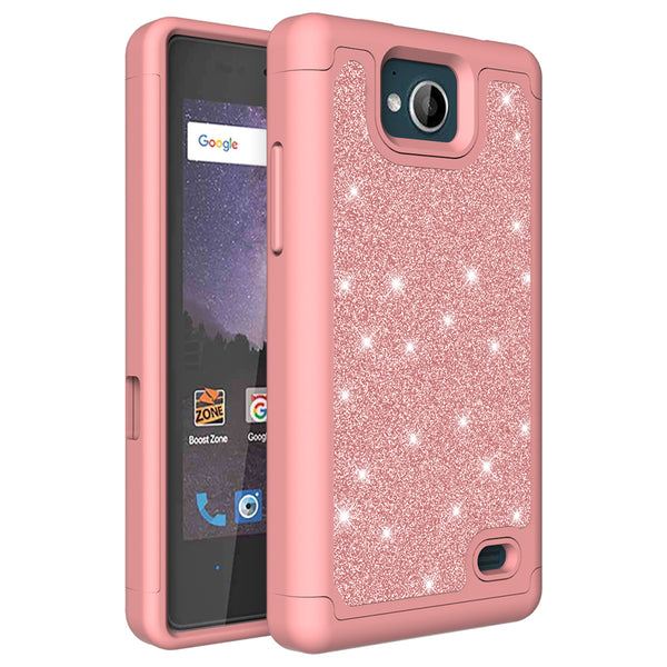 ZTE Majesty Pro Glitter Hybrid Case - Rose Gold - www.coverlabusa.com