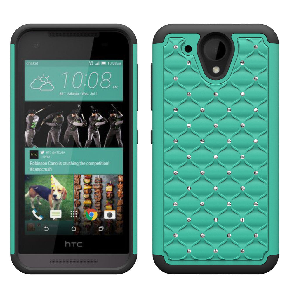 HTC Desire 520 Rhinestone Case - Teal/Black - www.coverlabusa.com