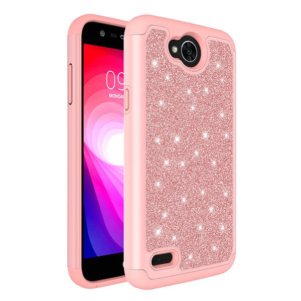 LG X Power 2 Glitter Hybrid Case - Rose Gold - www.coverlabusa.com