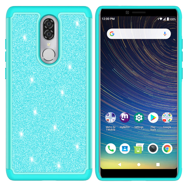 Coolpad Legacy Glitter Hybrid Case - Teal - www.coverlabusa.com