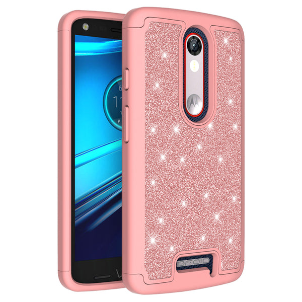 Motorola Droid Turbo 2 Glitter Hybrid Case - Rose Gold - www.coverlabusa.com