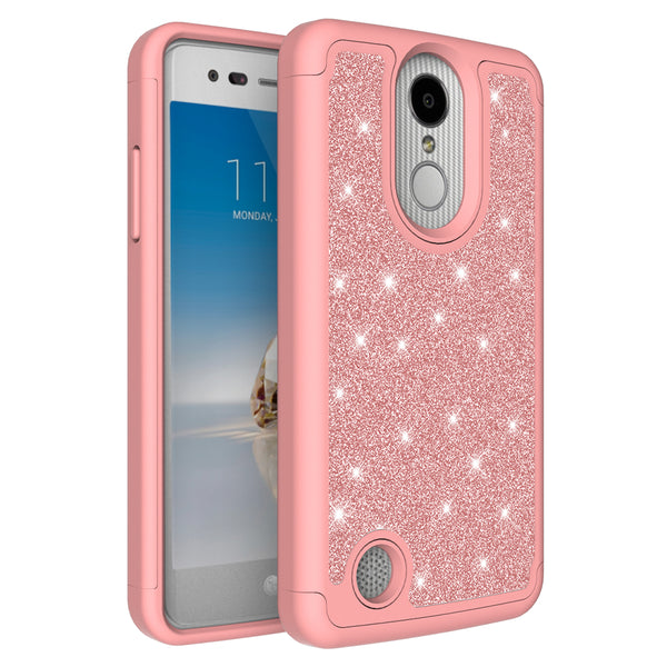 LG Aristo Glitter Hybrid Case - Rose Gold - www.coverlabusa.com
