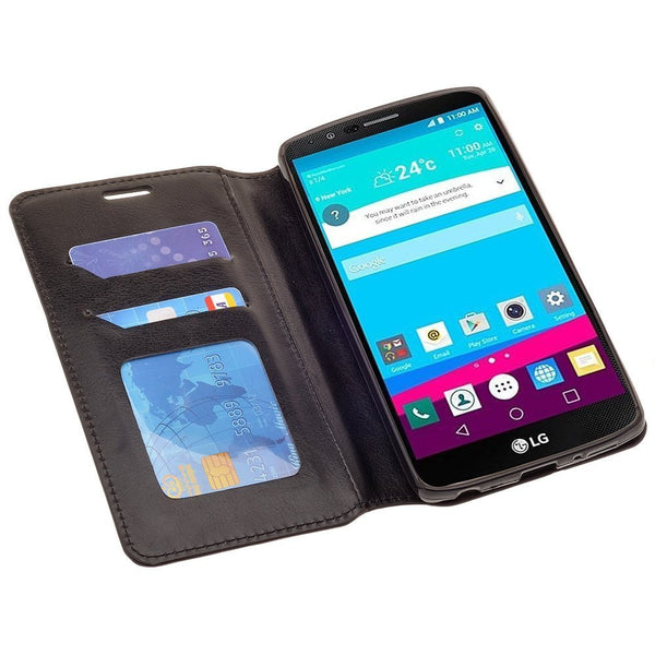 LG G Stylo Case, LG G Vista 2 Case Leather Wallet Case - Black - www.coverlabusa.com