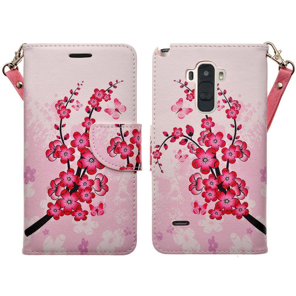 LG G Stylo Case, LG G Vista 2 Case Leather Wallet Case - Cherry Blossom - www.coverlabusa.com