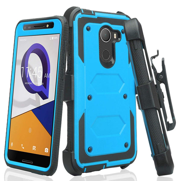 Jitterbug Smart 2, Smart2, A30 Plus, A30 Fierce, Tmobile REVVL, A30 Walters Case, Triple Protection 3-in-1 Heavy Duty Holster Shell Combo Clip Cover - Blue - www.coverlabusa.com