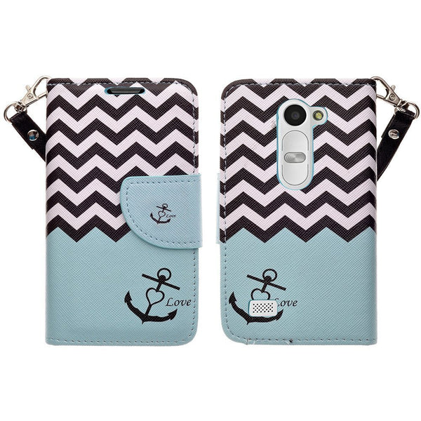 LG G Stylo Case, LG G Vista 2 Case Leather Wallet Case - Teal Anchor - www.coverlabusa.com
