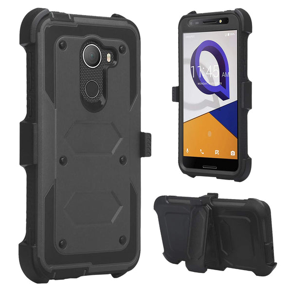 Jitterbug Smart 2, Smart2, A30 Plus, A30 Fierce, Tmobile REVVL, A30 Walters Case, Triple Protection 3-in-1 Heavy Duty Holster Shell Combo Clip Cover - Black - www.coverlabusa.com