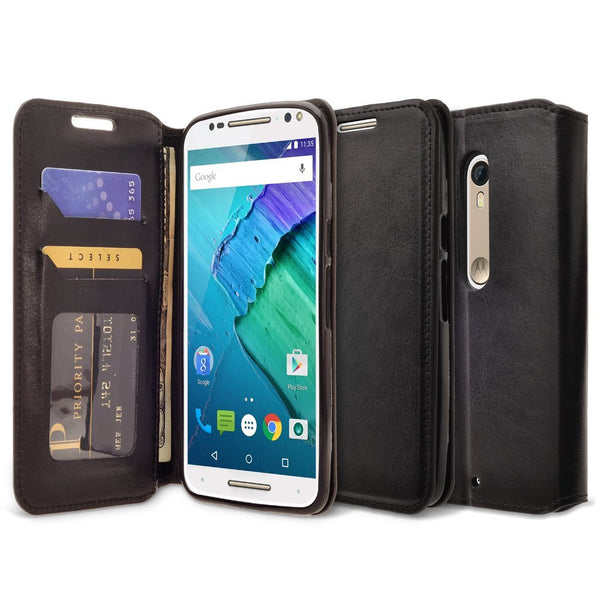 Motorola Droid Turbo 2 Case | Moto X Force Case | Kinzie Bounce Pu Leather Wallet Case - black - www.coverlabusa.com