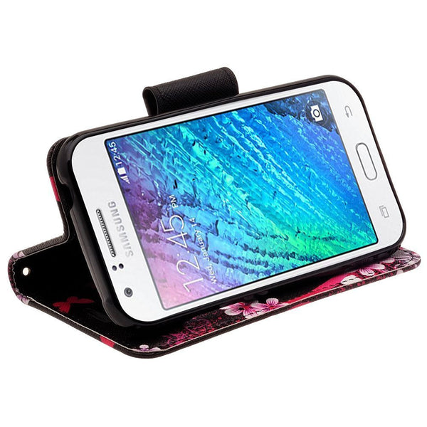 samsung galaxy S5 leather wallet case - heart butterflies - www.coverlabusa.com