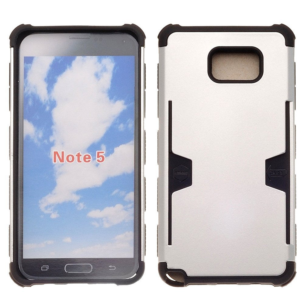 samsung galaxy note 5 case - silver hybrid with card slot - www.coverlabusa.com