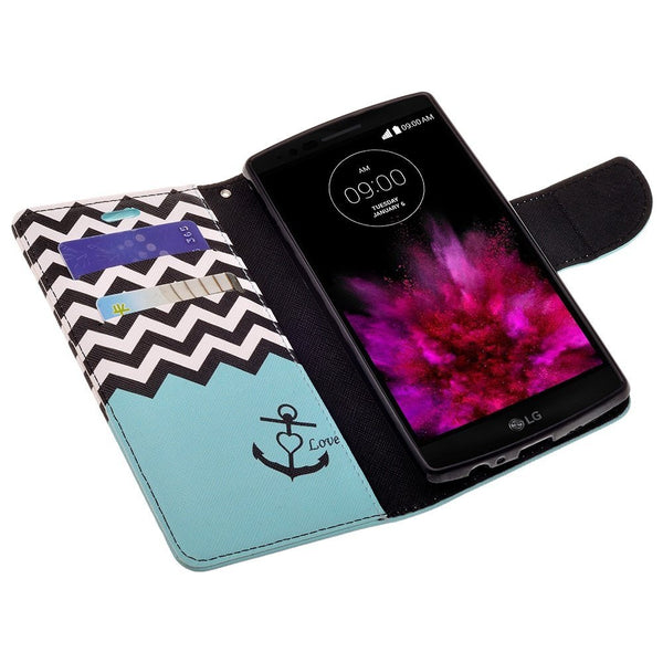 LG G Stylo Case, LG G Vista 2 Case Leather Wallet Case - Teal Anchor - www.coverlabusa.com