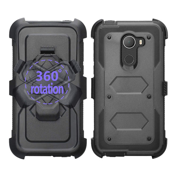 Jitterbug Smart 2, Smart2, A30 Plus, A30 Fierce, Tmobile REVVL, A30 Walters Case, Triple Protection 3-in-1 Heavy Duty Holster Shell Combo Clip Cover - Black - www.coverlabusa.com