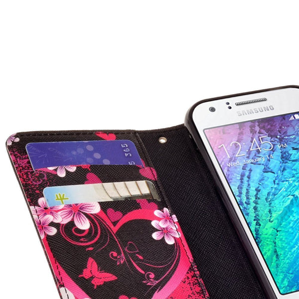 samsung galaxy S5 leather wallet case - heart butterflies - www.coverlabusa.com