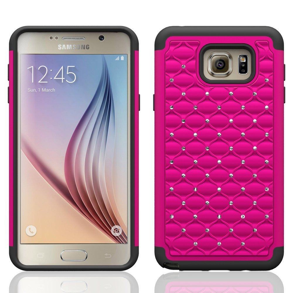 samsung note 5 case - diamond hybrid - hot pink black - www.coverlabusa.com